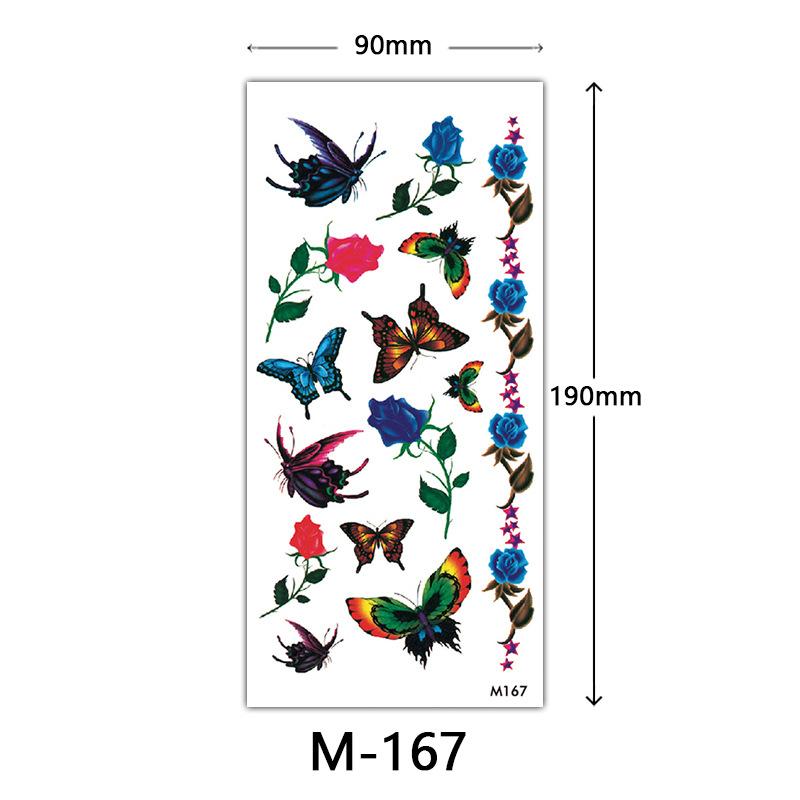 Wasserdichtes dreidimensionales Farbdruck-Tattoo-Sticker, Schmetterling Blume Tier Tattoo