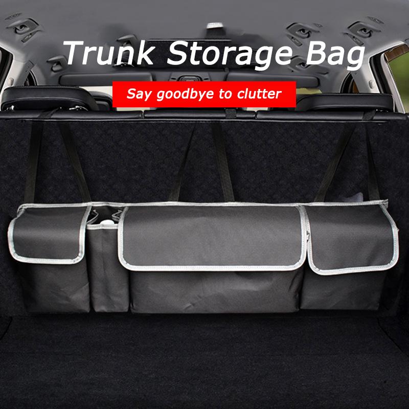 Auto Storage Organizer Car Trunk Bag Universal Large Capacity Backseat Storage Bag Foldable Oxford Trunk Cargo Mesh