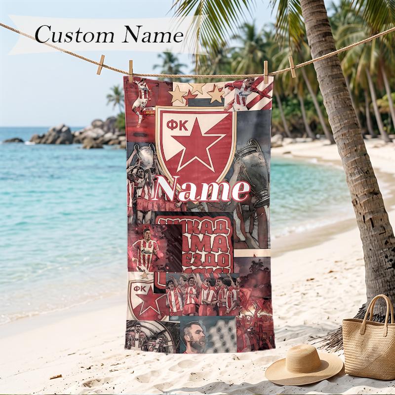 SLAVIA PRAGUE Custom Name Printed Beach Towel Personalized Soft Towel For Swimming Beach Travel