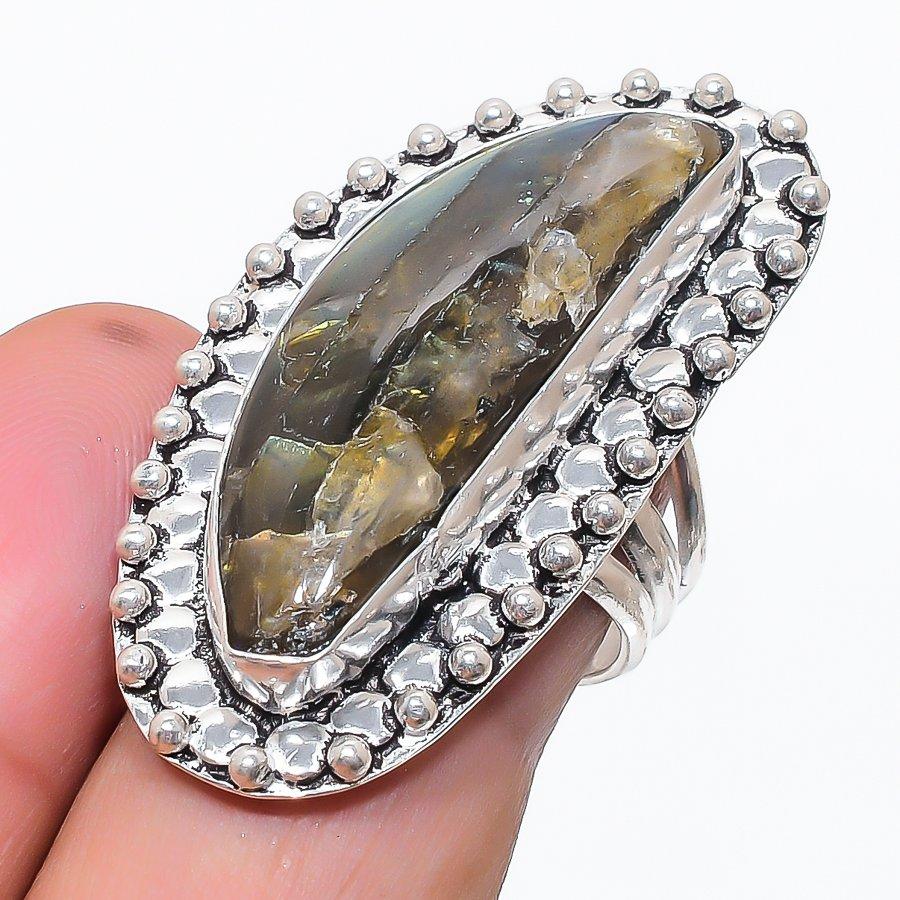 Labradorite Gemstone 925 Sterling Silver Jewelry Ring Size 8