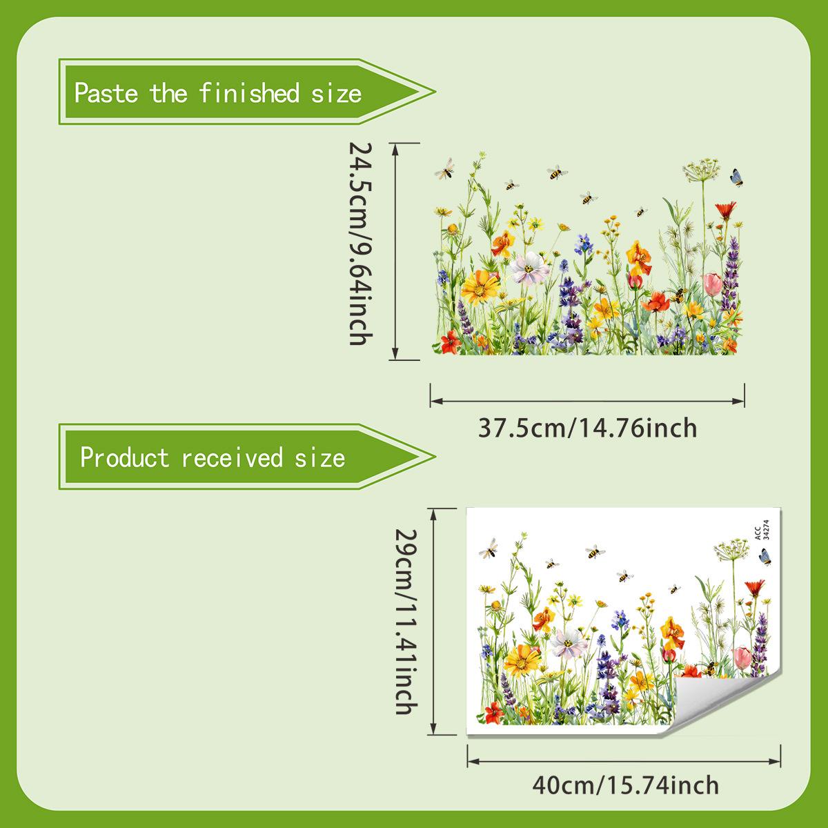 Watercolor Wildflower Butterfly Window Sticker for Decorating The Living Room Window