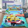 Cartoon Minions Summer Ocean Adventure Print 3‑Pieces Duvet Cover Set Anime Bedding Without Pillow Core or Comforter