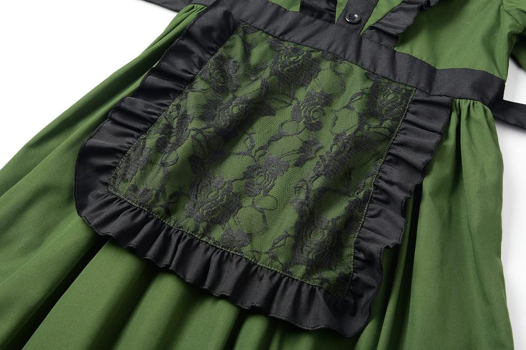 ReliBeauty Maid Costume for Halloween Princess Dress with Lace Green and Size Birthday Gift Western-Style Kids, Costume, Girls' Headband, Black, 110,