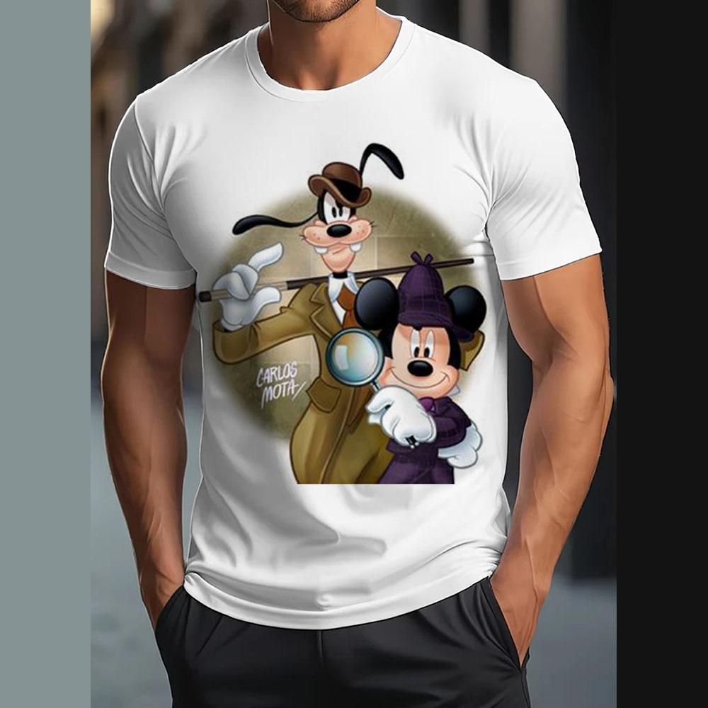 Vintage T-Shirt For Men Disney Goofy Fun Print Tee 3D Printing Casual Round Neck Shirt Harajuku Oversized Men's Clothing Tops