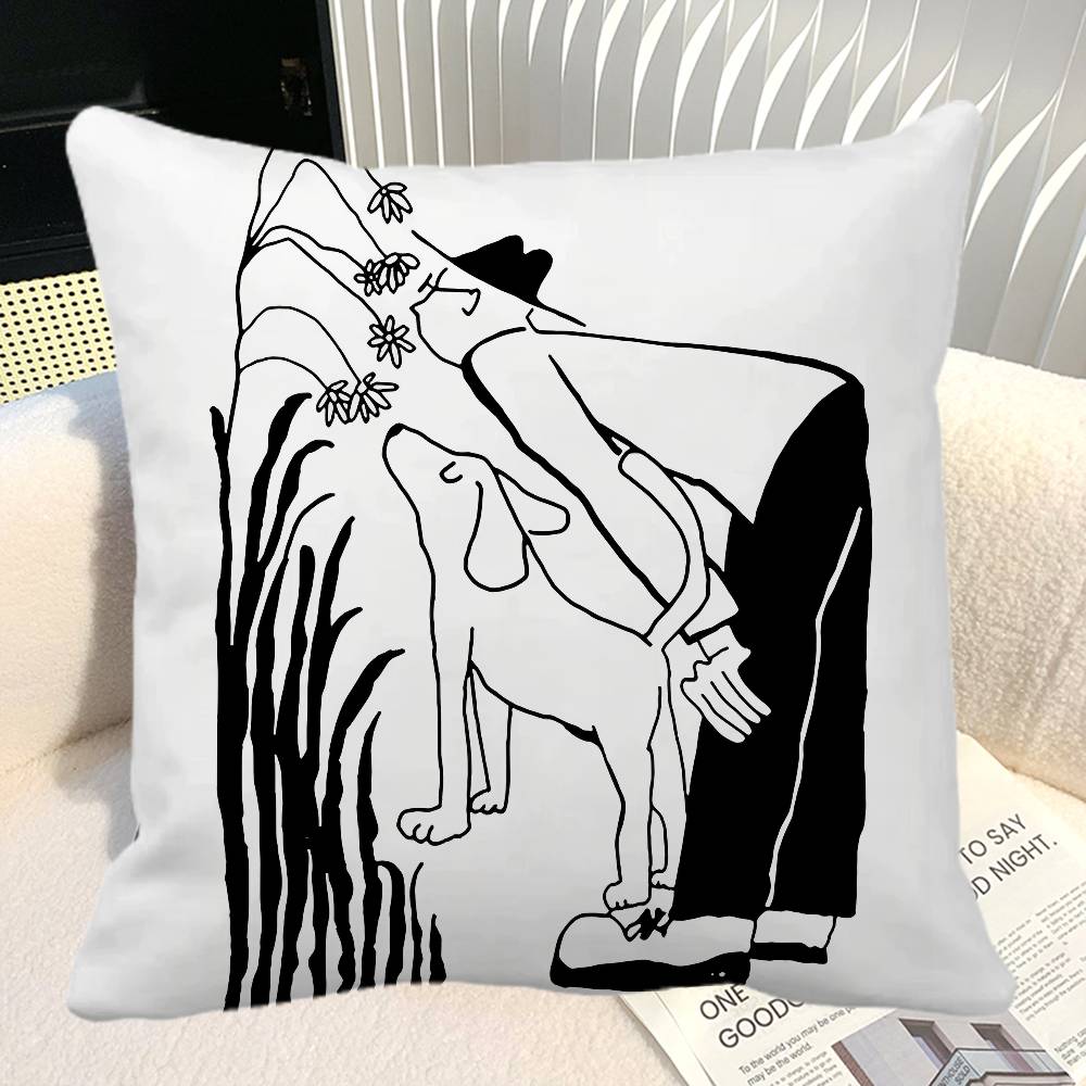 Modern Korean Black And White Love Theme Pillow Case Square Pillow Bedroom Sofa Leisure Comfort Cushion Car Home Decoration