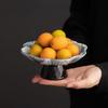 Retro Blue and White Ceramic High-Foot Snack Plate