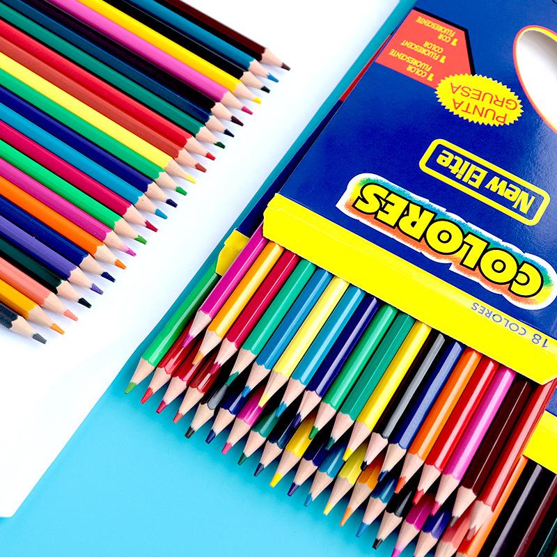 Oil-Based, Water-Soluble Colored Pencils with Painting Brushes - 36 Colors for Children's Sketching and Painting