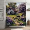 Rustic Cottage with Chickens and Flowers Waterproof Shower Curtain Heat Resistant Machine Washable Non-Transparent 180x180cm