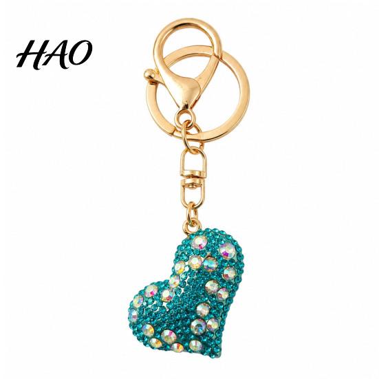 Sparkling Key Ring Rhinestone Love Heart Keychain , Zinc Alloy Car Pendant Ring, Handbags Backpacks Purse Charm Accessory, Gift for Women Decorative
