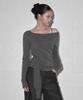 GROWHIDE Illove Asymmetrical Strap Long Sleeve T-Shirt_Charcoal
