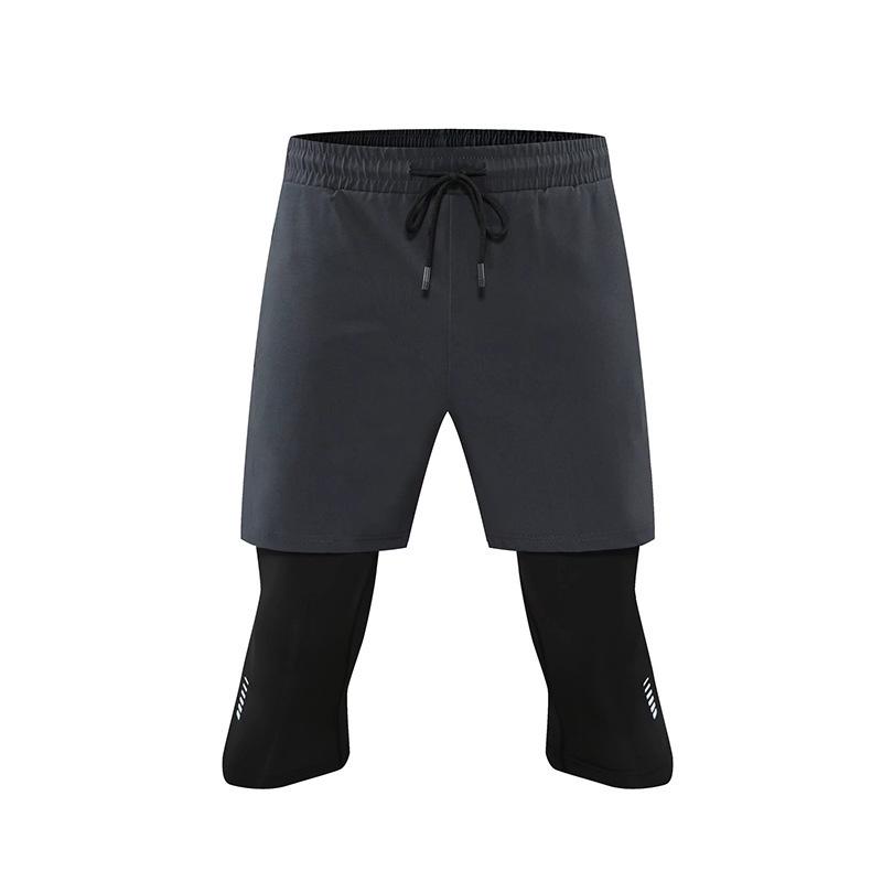 Men's 3/4 Quick-Dry Elastic Fitness Running Pants - Two-Piece Style
