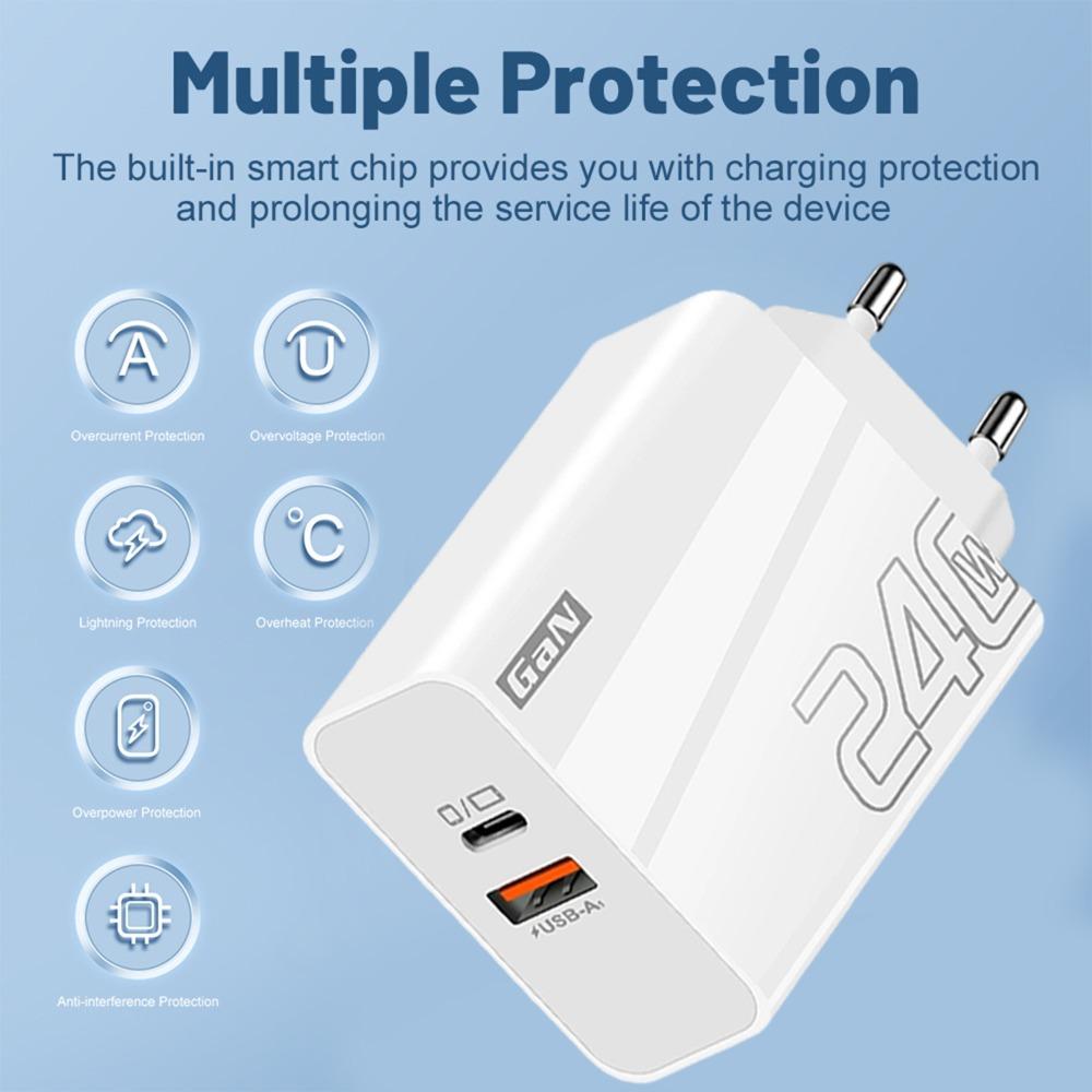 240W Phone Chargers US EU UK Quick Charging Station USB-A+Super PD Travel Wall Charger for Apple Samsung Xiaomi Huawei Google