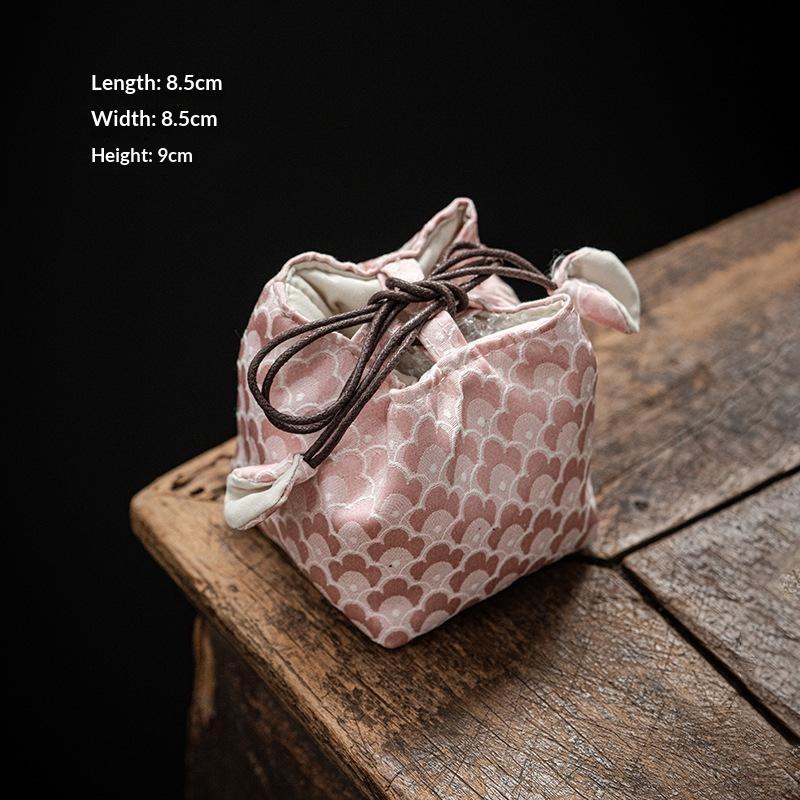 Multifunctional Thickened Teapot Storage Bag Chinese Style Embroidered Durable Pouch for Outdoor Tea Party Tableware Organization