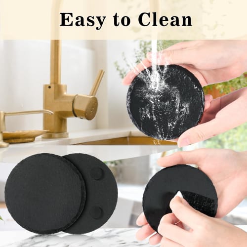 MAPRIAL Slate Coasters with Holders, Set of 12, Round Black Slate Stone DIY Coasters with Scratch-Resistant Backing, Halloween, Christmas, Bar, Kitche