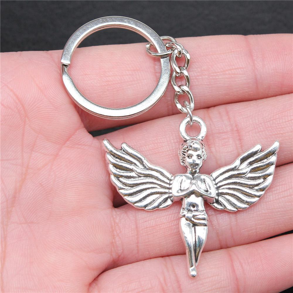 Angel Wings Feathers Heavenly Keychain for Girls Hot Sale Streetwear Bridesmaid Gift Retro Phone Charm