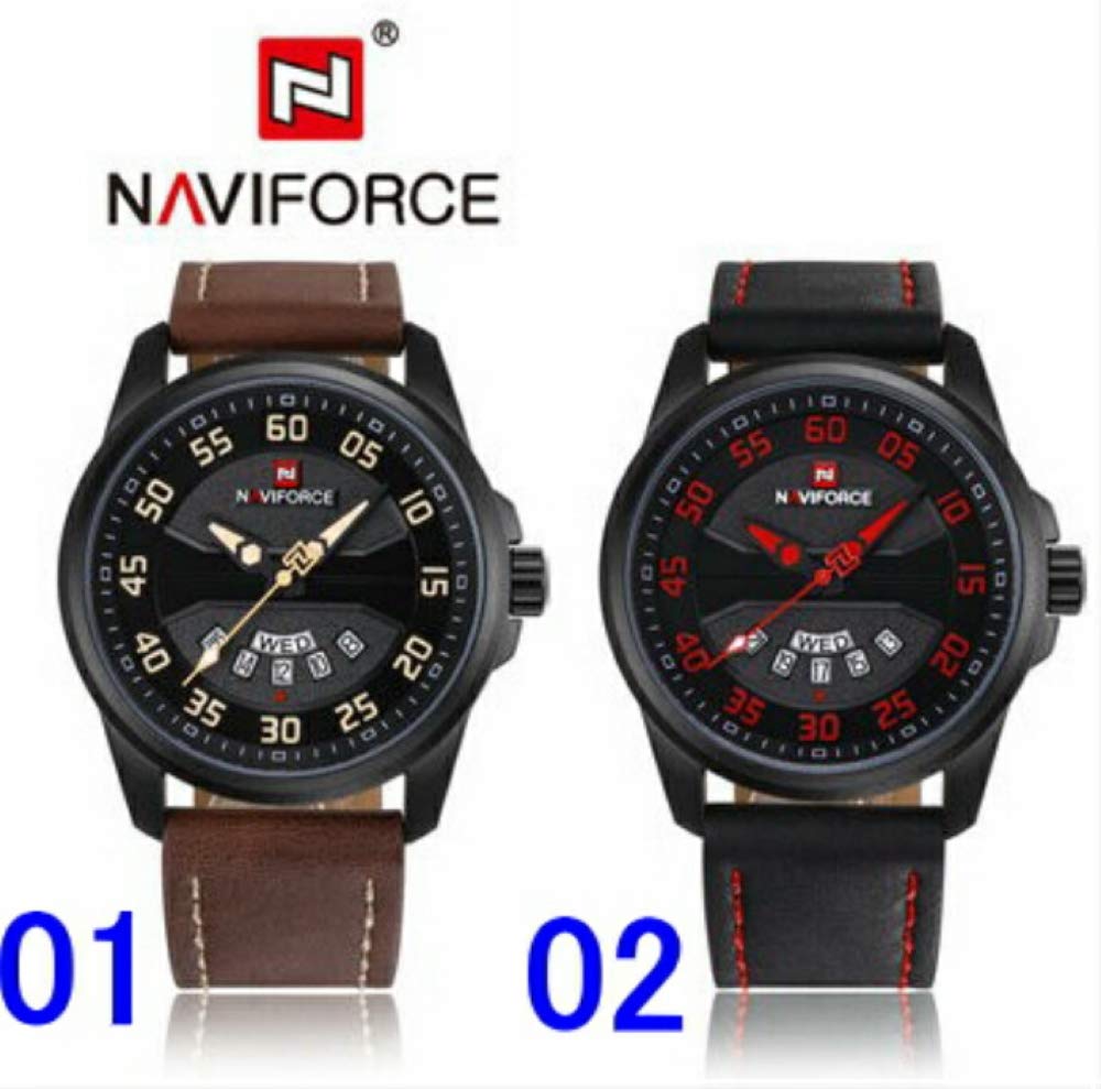 Naviforce Klokke Stilig Japansk Kvarts Tung Luksus Kul Trendy Kalender Kvarts TB-910128 Herre (1 Brun)