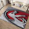 Red and Silver Dinosaur Skeleton Logo Pattern Carpet with Metallic Textured Design" Suitable for use as an anti-slip1 for1room and bedroom sofas