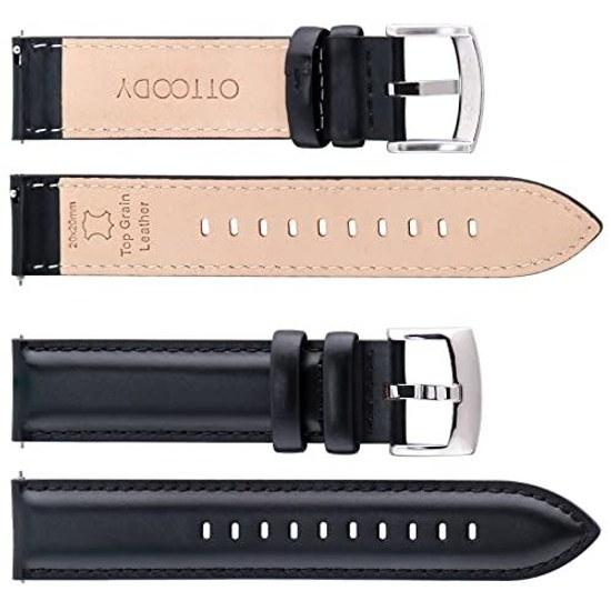 OTTOODY Watch Band Belt 18mm 19mm 20mm 21mm 22mm Replacement Genuine Leather Quick Release No Tools Needed Elegant Calf Sweat-Resistant Touch Lining