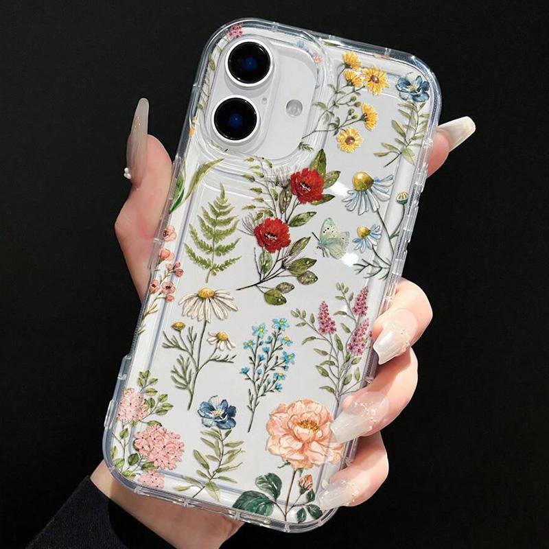 Banana Hibiscus Print Clear Phone Case For iPhone 16 15 13 12 11 14 Pro Max X XR XS SE2020 7 8 16 15 Plus Shockproof Back Cover