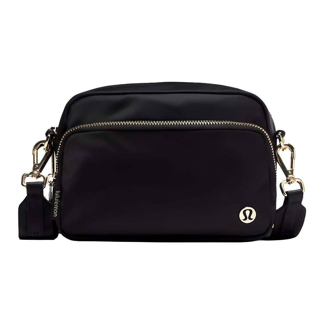 Lululemon Everywhere 2L Casual Versatile Fashion Nylon Crossbody Bag Unisex bags Black Gold LU9C80S-3385 Black & Gold/BLK/GOLD