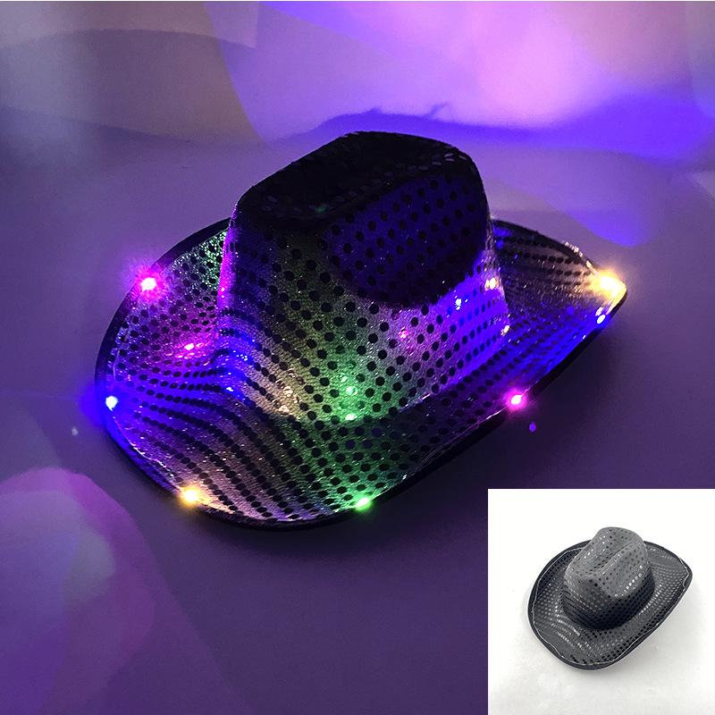 

Светодиодная ковбойская шляпа с подсветкой четырёх цветов для сцены и Хэллоуин-вечеринки