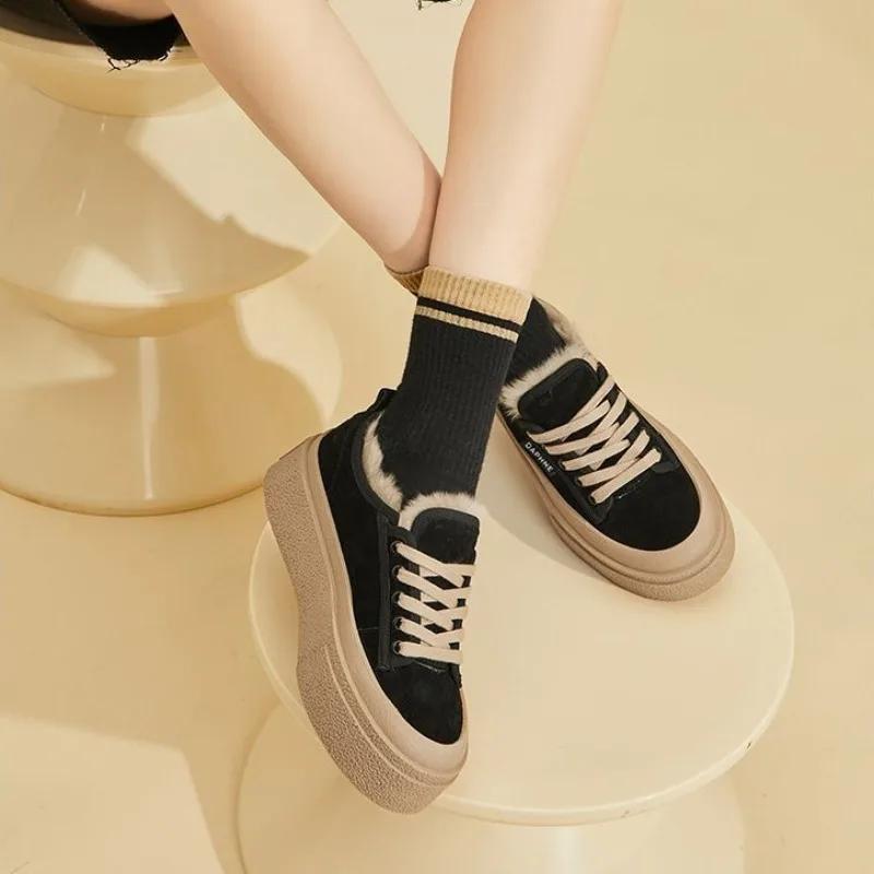Women's Snow Boots Lace-up With Laces Half High Mid Calf Round Toe Ladies Shoes Boot Large Size Warm Protective Fashion 2024 Pu