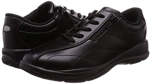 Asahi Women's L511 Lightweight Zippered Walking Shoes, Black, Size 23.5 Cm, 4E