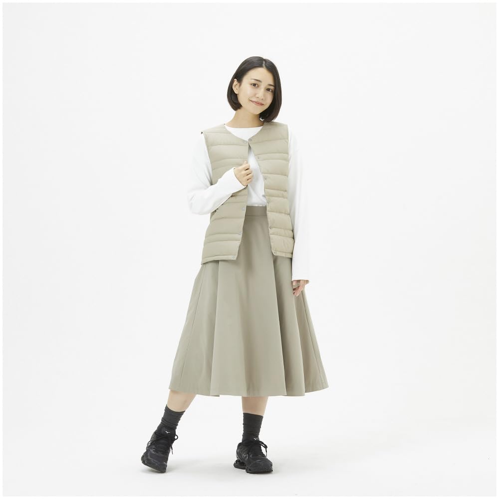 Compact Breath Thermo Down Winter Mocha Size L Vest, Heat-Generating Material, Warmth, Women's, Beige,