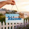 Yangyizhi Welcome Decorative Sign, Wooden Mediterranean Retro Style Wall Mounted Door Sign for Indoor Outdoor Use