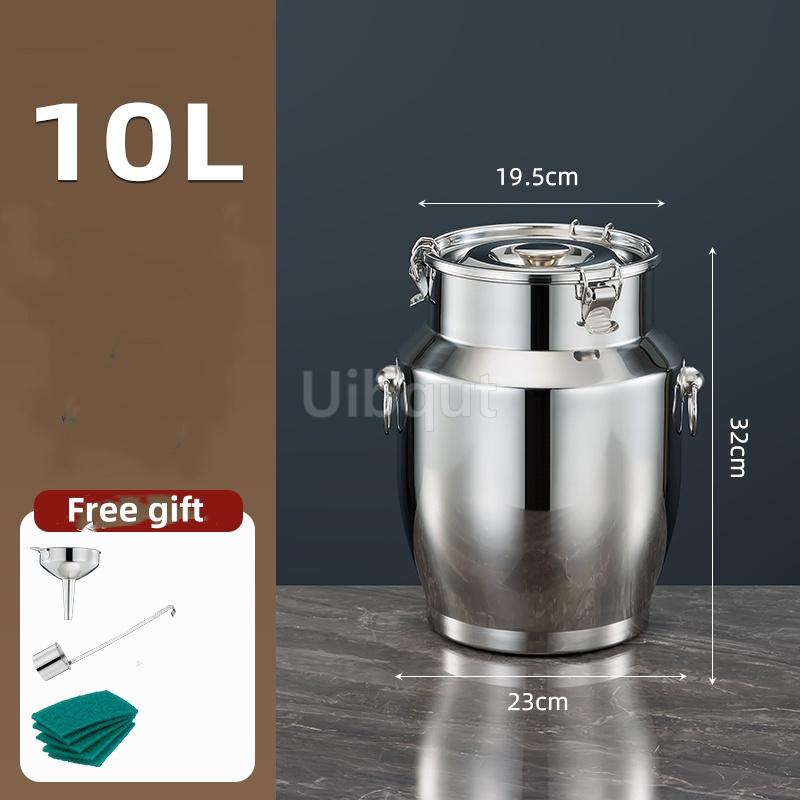Stainless Steel Sealed Tank Large Capacity Rice Oil Wine Barrel Tea Can Milk Bucket Edible Oil Barrel Wine Jar Sealed Tank