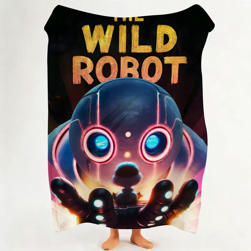Movie T The W Wild R Robot Throw Flannel Throw Blanket Suitable for Sofa Living Room Bedroom