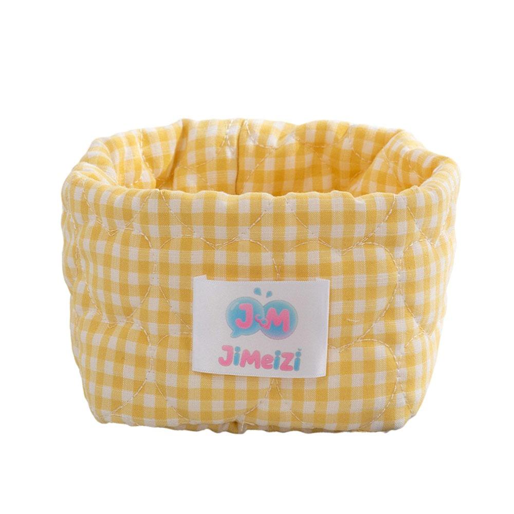 Gingham Fabric Storage Basket Soft Quilted Makeup Storage Basket  Home Decor
