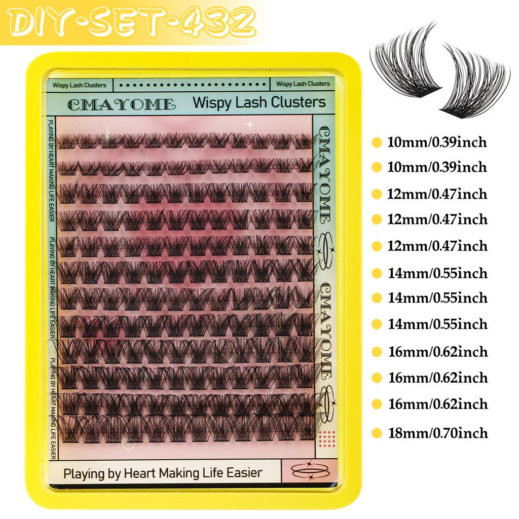 144 Clusters Of C-Song False Eyelashes Set 10-18Mmdiy Segmented Grafting Single Cluster Of Thick Eyelashes