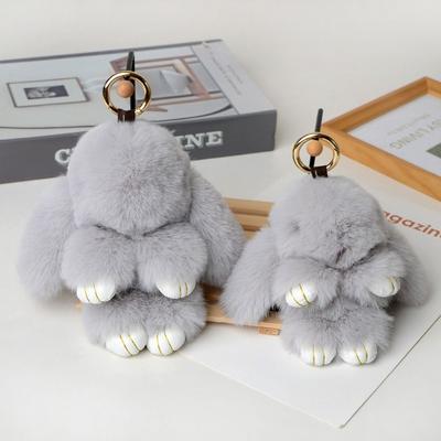 Süßer Weicher Hasen Schlüsselanhänger Künstliches Kaninchenfell Taschen Anhänger Pompon Anhänger Hase Schlüsselanhänger Flauschiger Pom Pom Schmuck Geschenke