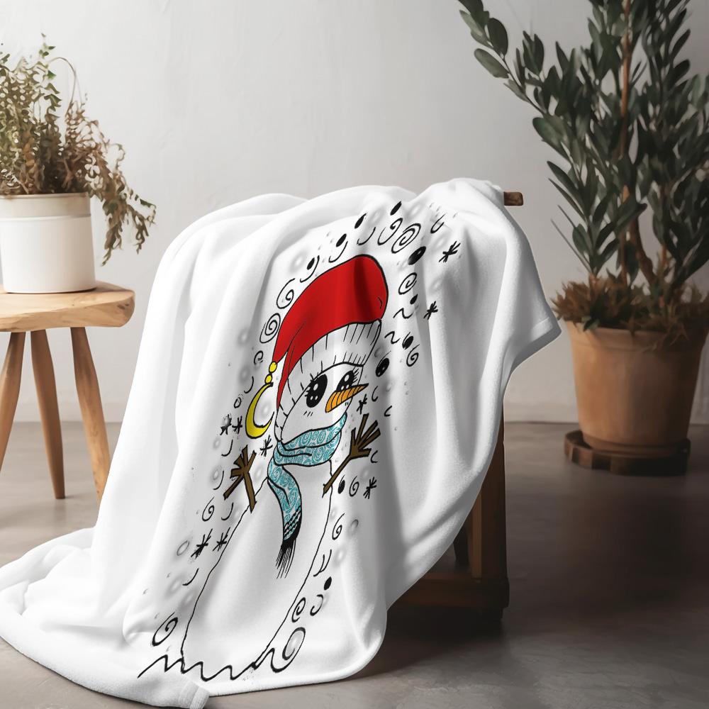

Tuniu Cute Snowman Print Fleece Blanket - Perfect for Sofa Bed Room Gift Idea Warm Cozy Throw Blanket 75x90cm