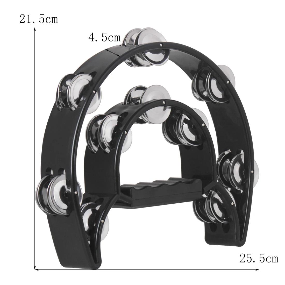IRIN Tambourine Double Row Metal Jingles Hand Held Percussion Half-Moon Tambourines Musical Instrument Gifts for Kids, Adults