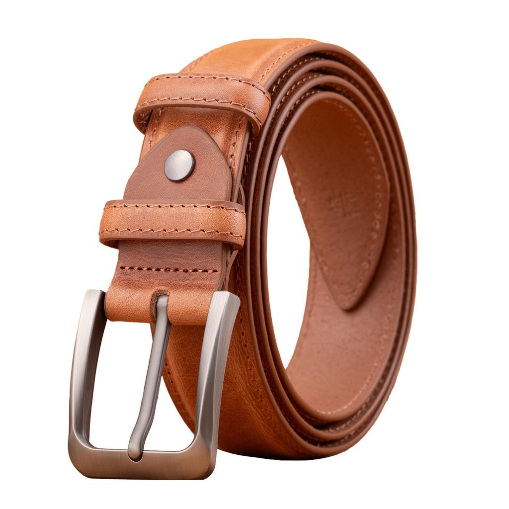 Retro Belt Men'S First Layer Cowhide Genuine Leather Versatile Tree Paste Leather Pin Buckle Belt Young And Middle-Aged Belt