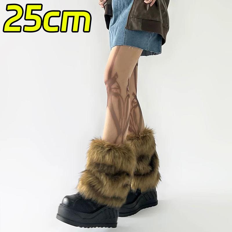 Korean Vintage Faux Fur Leg Warmers Winter Warm Furry Boots Cover Women Long Boot Socks Lolita Jk Punk Hiphop Cosplay Decoration