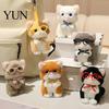 Polyester Plush Pendant Cute Kitten with Glasses And Tie, Soft Stuffed Animal Bag Decoration Keychain for Backpacks Keys, Decorative Hanging