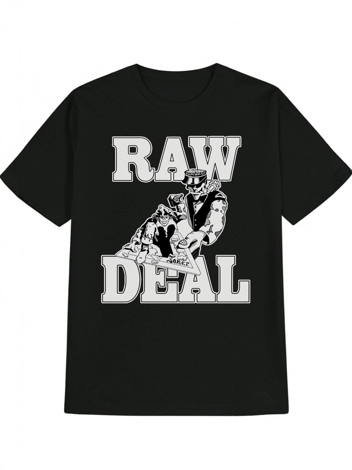 Casual Crew Neck T-shirt with RAW DEAL Clown Print M