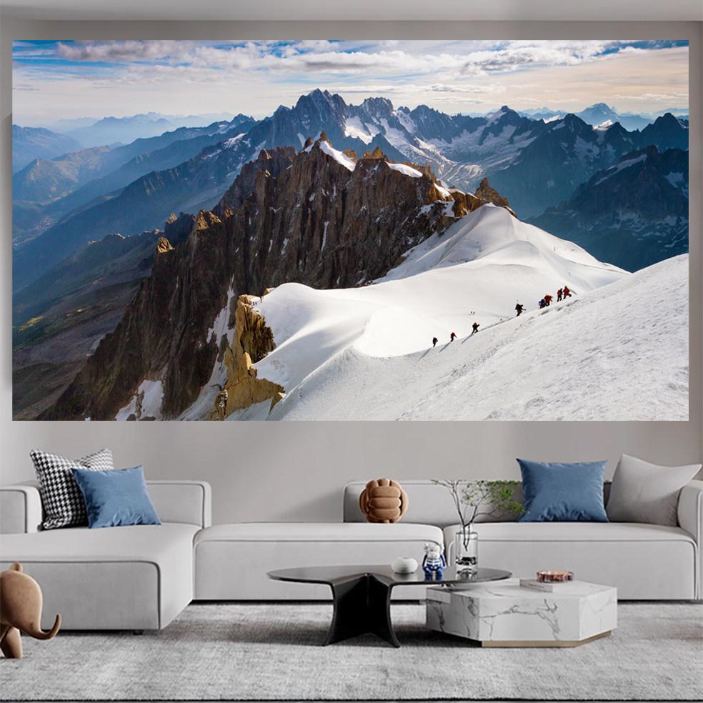 

Sunshine Golden Mountain Tapestry Wall Hanging Decor SnowCapped Mountain Headboard for Bedroom Living Room 74x94cm(29x37in)
