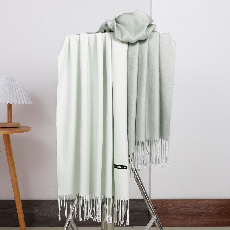 Double-sided Two-color Scarf for Women Autumn and Winter High End New Wool Scarf Shawl Imitation Cashmere Scarf