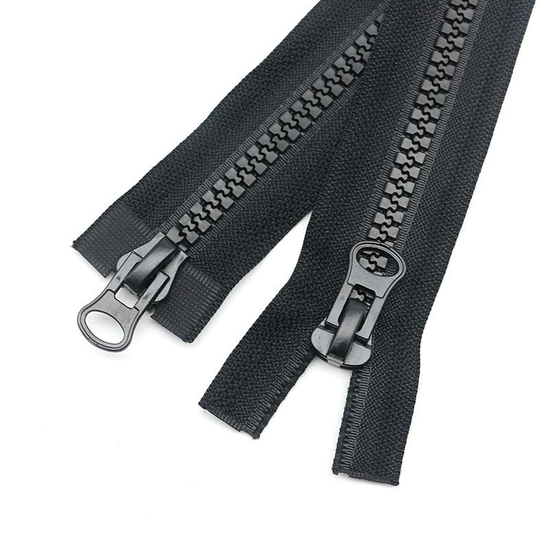 #8 Schwarzer Harz-Reißverschluss, Doppelkopf, 5m für Schlafsäcke & Zelte