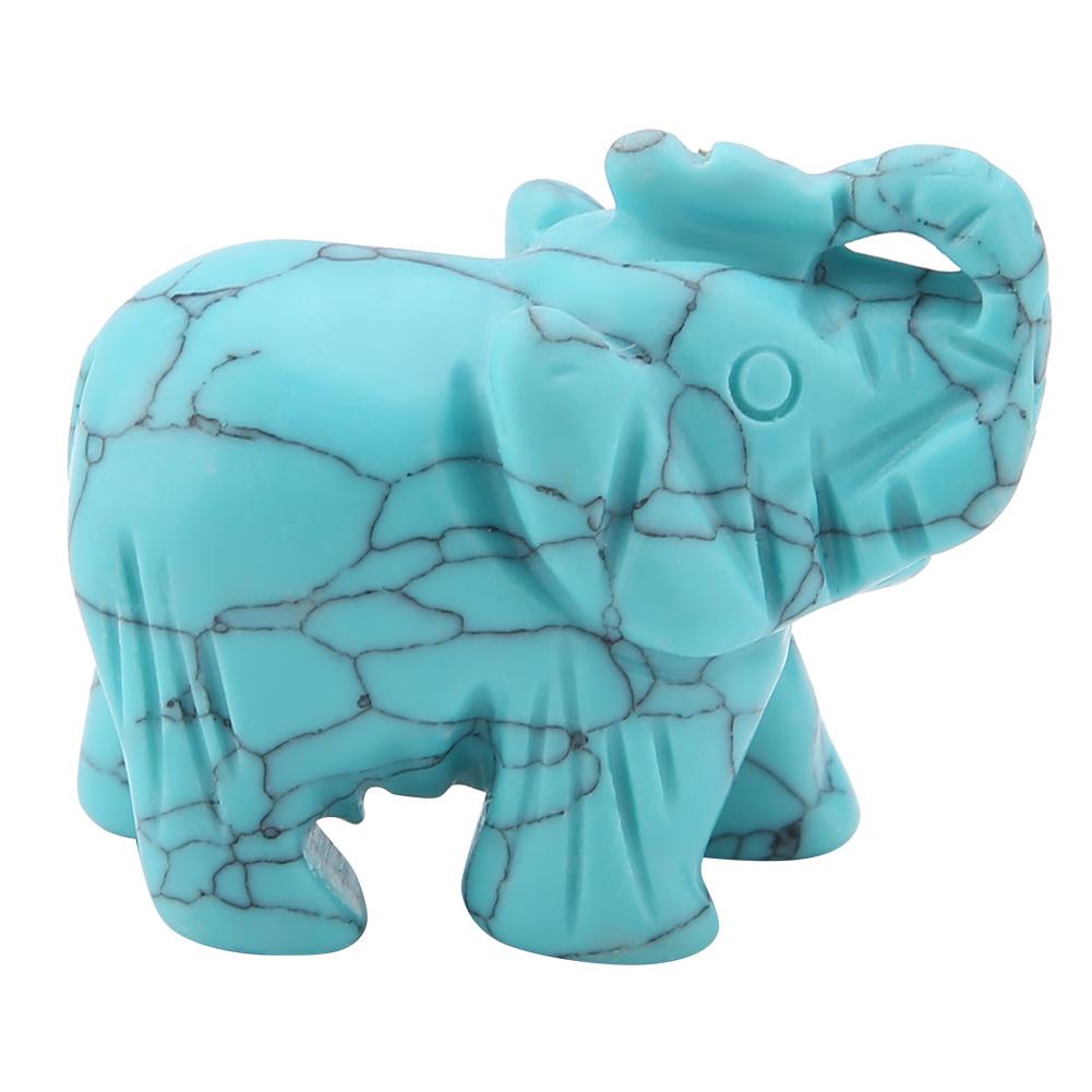 1.5inch Natural Stone Carved Elephant Crystal Figurine Home Decoration Furnishing Article (#02)