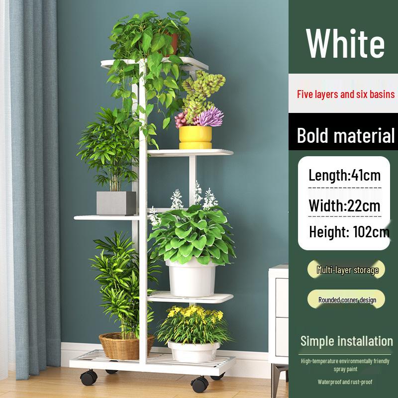 Wrought Iron Multi-layer Flower Stand Shelf for Indoor and Balcony Plant Display