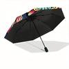 1pc Owl Mandala Automatic Open/Close Umbrella with Windproof, Functional Design, 8-Rib Sturdy Canopy