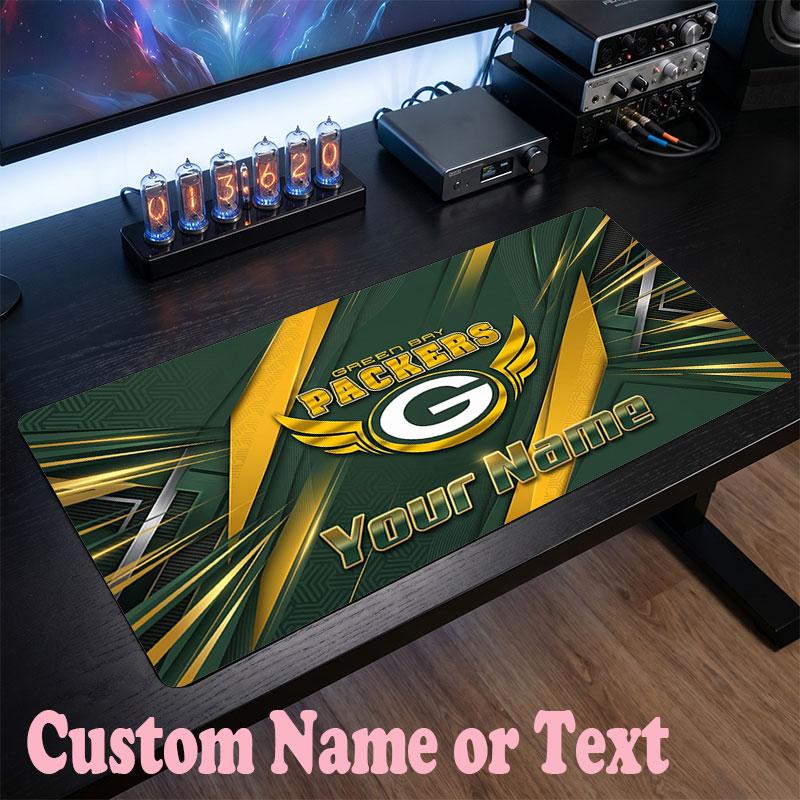 Green Bay Packers Customized Name Text Mouse Pad, Large Desk Mouse Mat Personalized Home Office Present