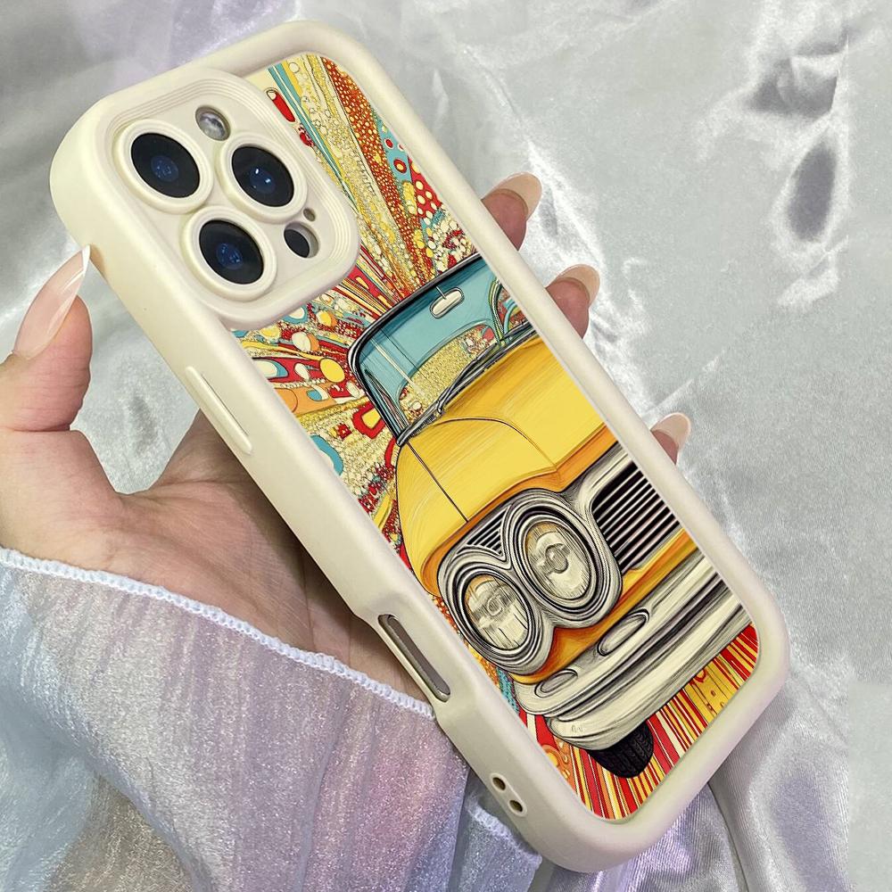 JJT116 Cartoon Hippie 80s Seamless Miami Vibe Pop Art for iPhone 17 16 15 Pro Max Samsung S26 S25 Ultra A17 A16 A07 A56 Xiaomi 15T Redmi 15c Soft Case