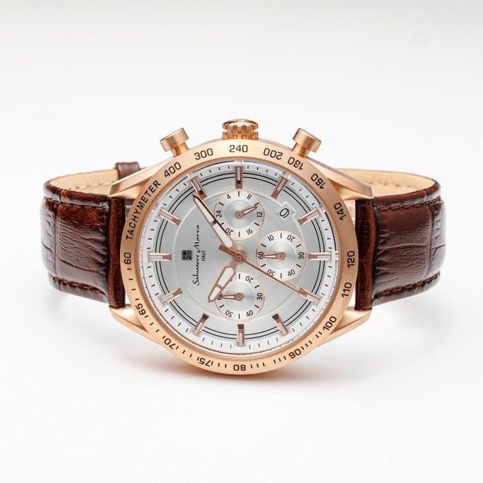 Salvatore Marra Men's Watch Chronograph Quartz Black (Pink Gold x White)