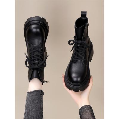 Leather Martin Boots Women's Spring and Autumn Single Boots First Layer Cowhide Thick-soled Short Boots